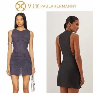 VIX Mila Short Cover Up Graffiti Mesh Dress Sz S NWT